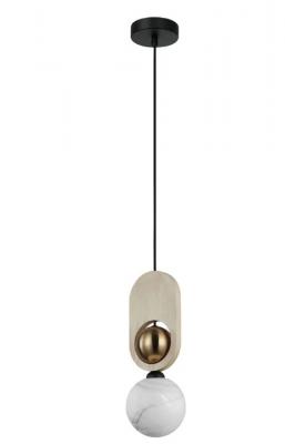 PALTA Sandblasted Opal Diffuser/Brass & Natural Wood Highights